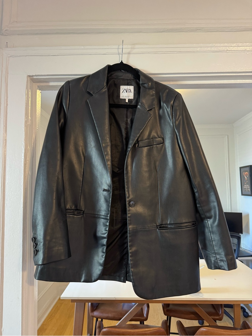 ZARA Black Leather Blazer Jacket